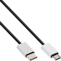 InLine® USB 2.0 Cable, Type C plug to Micro-B plug, black/alu, flexible, 1.5m
