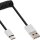 InLine® USB 2.0 spiral cable, Type C plug to A plug, black/alu, flexible, 2m