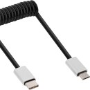 InLine® USB 2.0 spiral cable, Type C plug to Micro-B plug, black/alu, flexible, 2m