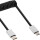 InLine® USB 2.0 spiral cable, Type C plug to Micro-B plug, black/alu, flexible, 0.5m