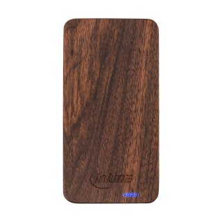 InLine® USB PowerBank 5.000mAh &ldquo;woodplate&ldquo; with LED Display real walnut wood