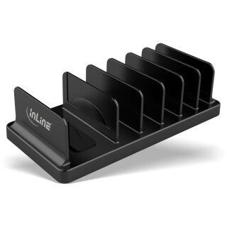 InLine® multi stand with 6 compartments for desk / shelf, black