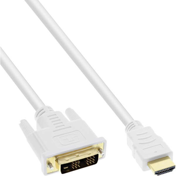 InLine® HDMI to DVI Cable male to 18+1 male white gold 0,5m
