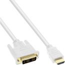 InLine® HDMI-DVI Kabel, weiß / gold, HDMI...