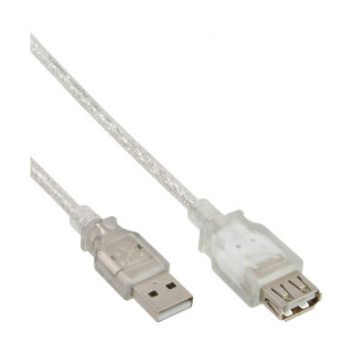 InLine® USB 2.0 Extension Cable Type A male to female transparent 0.5m