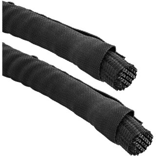 InLine® Kabelkanal, Geflechtschlauch mit Polyestergewebemantel, selbstverschließend in schwarz, 25mm Durchmesser , 5m