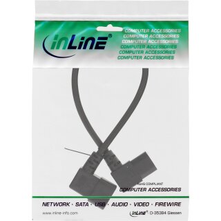InLine® Netzkabel Kaltgeräteverlängerung, C13 auf C14, 90° abgewinkelt, 1,8m