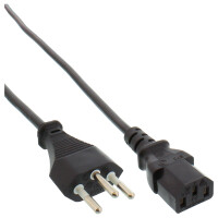 InLine® Power cable, Switzerland, black, H05VV-F, 3x0.75mm², 1,0m
