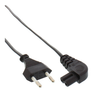 InLine® Power cable, Euro plug to Euro8 plug angeled, black, 1.0m