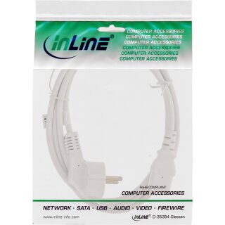 InLine® Netzkabel, Schutzkontakt gewinkelt auf Kaltgerätestecker C13, 0,5m, weiß