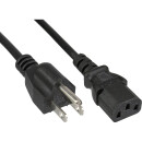 InLine® Power cable, power plug USA to 3pin IEC C13 connector, black, 18AWG, 0.5m