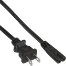 InLine® Power Cable mains Plug USA to Euro 8 socket, 0.5m