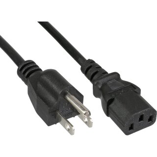InLine Power cable, power plug USA to 3pin IEC C13 connector, black, 18AWG, 1.0m
