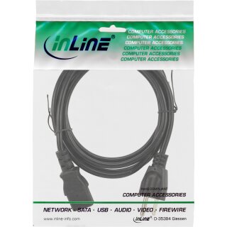 InLine Power cable, power plug USA to 3pin IEC C13 connector, black, 18AWG, 1.0m