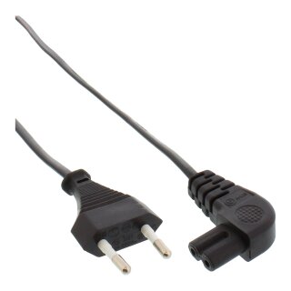 InLine Power cable, Euro plug to Euro8 plug angeled, black, 0.5m