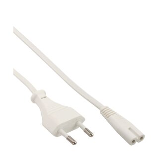 InLine Power cable, Euro plug to Euro8 plug, white, 5.0m