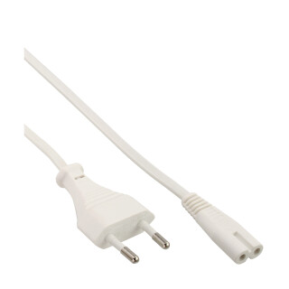 InLine® Power cable, Euro plug to Euro8 plug, white, 0.5m