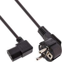 InLine® Power cable, Schutzkontakt plug to IEC plug angeled, black, 5.0m