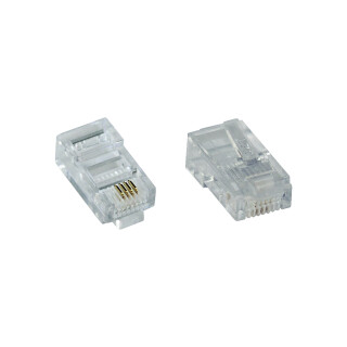 InLine® 100pcs Modular Plug 8P4C RJ45 for Crimping to ribbon Cable ISDN