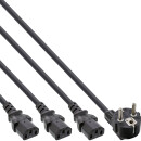 InLine® Y-Power Cable 1x Type F German Plug to 3x IEC Plug black 1m