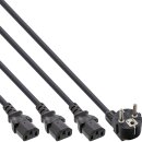 InLine® Y-Power Cable 1x Type F German Plug to 3x IEC Plug black 3m