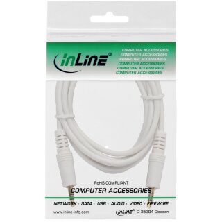 InLine® Klinke Kabel, 3,5mm Stecker / Stecker, Stereo, weiß / gold, 1m