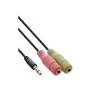 InLine® Audio Headset Adpter Cable 3.5mm male 4 Pin to 2x 3.5mm 2m