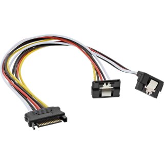InLine SATA Power Y-Cable SATA socket to 2x SATA Plug with latches 0.3m