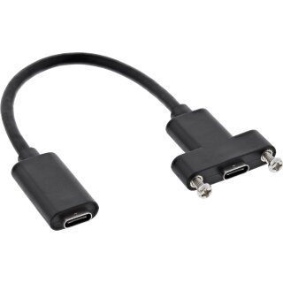 InLine® USB 3.2 Gen.2 Adapterkabel, Buchse C auf Einbaubuchse C, 0,2m