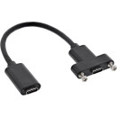 InLine® USB 3.2 Gen.2 C female to female with flange cable 0.2m, black