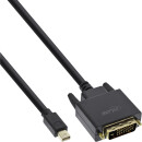 InLine® Mini DisplayPort zu DVI Kabel, Mini DisplayPort Stecker auf DVI-D 24+1 Stecker, schwarz/gold, 2m