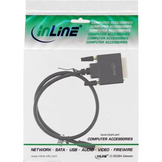 InLine® Mini DisplayPort zu DVI Kabel, Mini DisplayPort Stecker auf DVI-D 24+1 Stecker, schwarz/gold, 0,5m