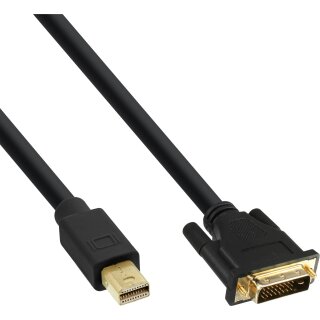 Inline® Mini DisplayPort male to DVI-D 24+1 male cable, black/gold, 1.5m