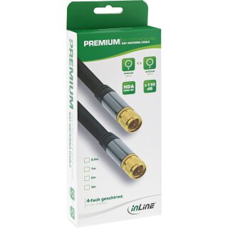 InLine® Premium SAT-Anschlusskabel, 4x geschirmt, 2x F-Stecker, >110dB, schwarz, 3m
