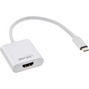 InLine® USB Display Konverter, USB-C Stecker zu HDMI Buchse (DP Alt Mode), 4K/60Hz, silber, 0.2m