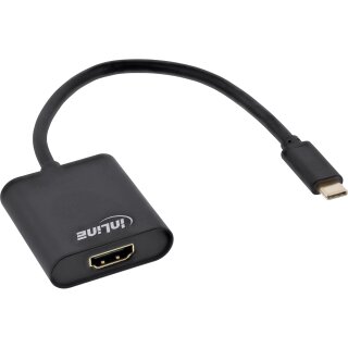 InLine® USB Display Konverter, USB Typ-C Stecker zu HDMI Buchse (DP Alt Mode), 4K2K, schwarz, 0.2m
