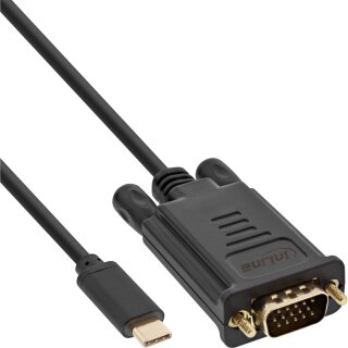 InLine USB Display Kabel, USB-C Stecker zu VGA Stecker (DP Alt Mode), schwarz, 2m