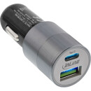 InLine® USB car charger power-adaptor Quick Charge 3.0, 12/24VDC -> 5V DC/3A, USB-A + USB Type-C, black