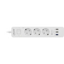 InLine® Power Strip 3 Port with QC USB, 3x Type F German with switch and child safety white 1.5m