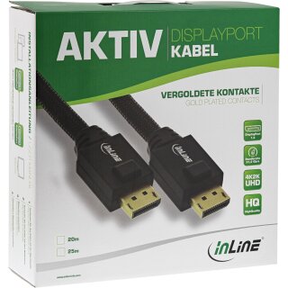 InLine® DisplayPort Aktiv-Kabel, 4K2K, schwarz, vergoldete Kontakte, 25m