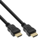 InLine® High Speed HDMI Cable with Ethernet male to male gold plated black 0.3m