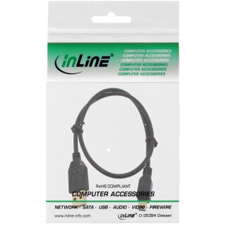 InLine® USB 2.0 Mini-Kabel, USB A Stecker an Mini-B Stecker (5pol.), schwarz, vergoldete Kontakte, 0,3m