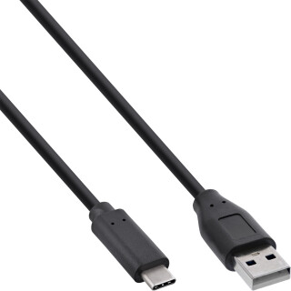 InLine® USB 2.0 Cable, Type C male to A male, black, 0.3m