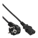 InLine® Power cable, Schutzkontakt angled to 3pin IEC C13, black, H05VV-F, 3x0.75mm², 0,3m