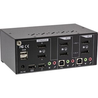 InLine® KVM Desktop Switch, 2-fach, Dual-Monitor DisplayPort 1.2, 4K, USB 2.0, Audio