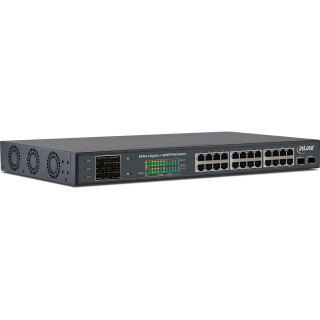 InLine® PoE+ Gigabit Network Switch 24 Port, 1Gb/s, 2x SFP, 48,26cm (19" 1U, brackets included), Metal, fan control, with display, 420W