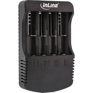 InLine® Ladegerät für Lithium und NiCd+NiMH Akkus, mit Powerbank-Funktion