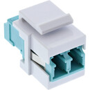 InLine® Fiber optical Keystone Snap-in adaptor white, duplex LC/LC, MM, ceramic sleeve, aqua