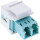 InLine® Fiber optical Keystone Snap-in adaptor white, duplex LC/LC, MM, ceramic sleeve, aqua