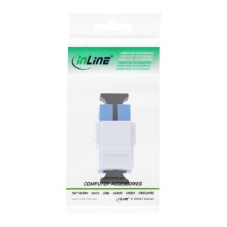 InLine® LWL Keystone Snap-in Kupplung weiß, Simplex SC/SC, singlemode, blau, Keramik-Hülse